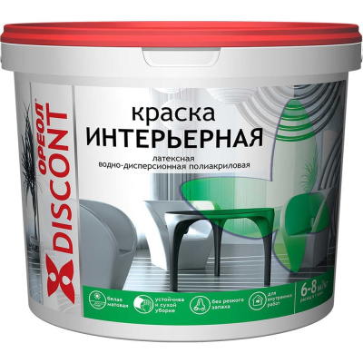 Интерьерная краска ОРЕОЛ Дисконт ВД, белый, 3 кг