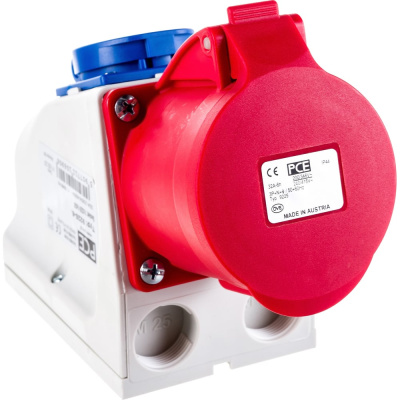 Настенная комбинированная розетка PCE 32А 400V 3P+N+E IP44