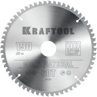 Диск пильный по алюминию KRAFTOOL Multi material 190x30 мм, 60Т