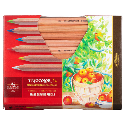 Карандаши цветные неокрашенный корпус Koh-I-Noor "Jumbo TRIOCOLOR 3154", 24цв, картон.упак. в термоусадке