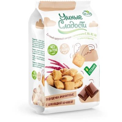 Подушечки Умные сладости с шоколадной начинкой со стевией, 150г