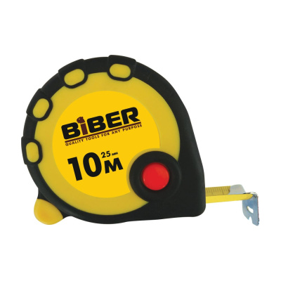 Рулетка (обрезиненный корпус, 10 м х 25 мм) Biber