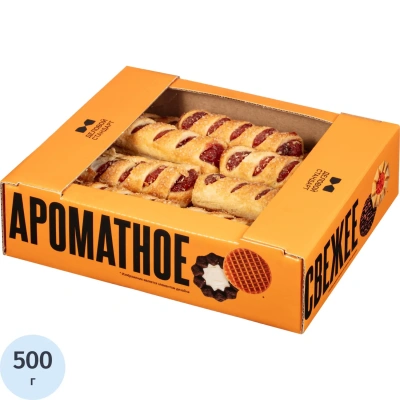 Печенье Деловой Стандарт малинка фруктовая трубочка, 500г