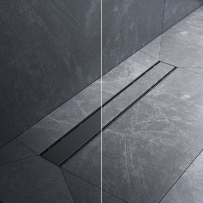 Линейный трап для душа AM.PM PrimeFlow универсальный затвор Tile 60см цвет черный мат