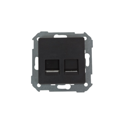 Адаптер Simon со шторками на 2 коннектора UTP RJ45, FTP RJ45, RJ12, AMP, S82, S82N графит