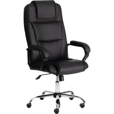 Кресло Tetchair bergamo 22 хром, искусственная кожа, черное 36-6