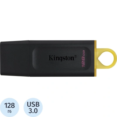 Флеш-диск 128 GB KINGSTON DataTraveler Exodia, разъем USB 3.2, черный/желтый, DTX/128GB