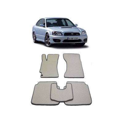 Ковры в салон автомобиля Eva Smart subaru legacy iii 1998 - 2003 эва сота чёрные c серой окантовкой