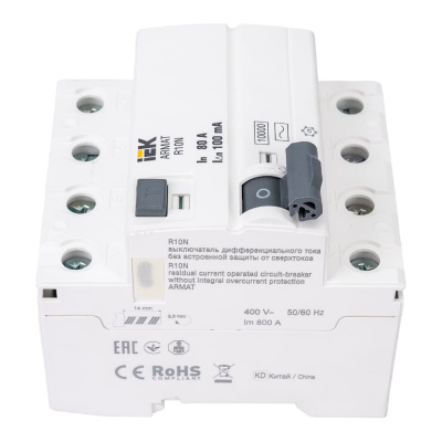 Выключатель дифференциального тока IEK ARMAT R10N 4P 80А 100мА тип AC