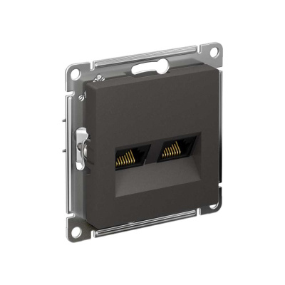 Розетка компьютерная двойная Systeme Electric AtlasDesign, RJ45 + RJ45, 5e, механизм, Базальт