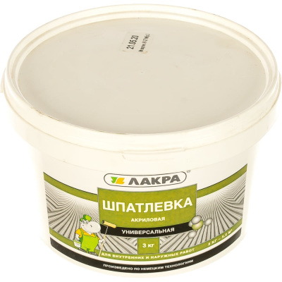 Универсальная акриловая шпатлевка для внутренних и наружных работ ЛАКРА