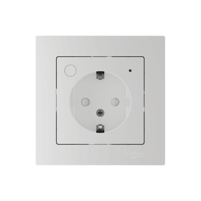 Розетка с заземлением, со шторкой Systeme Electric ATLASDESIGN SMART, Zigbee, L+N, 16 А, мех., БЕЛЫЙ