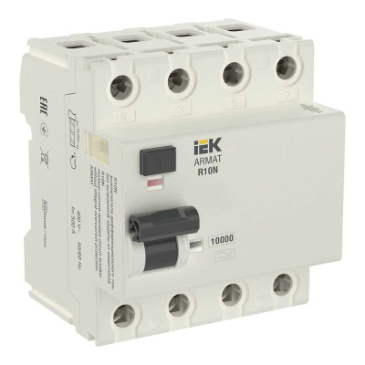 Выключатель дифференциального тока IEK ARMAT R10N 4P 63А 100мА тип AC
