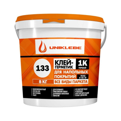 Клей-герметик UNIKLEBE 1К 133 гибридный, для паркетных работ, 8 кг