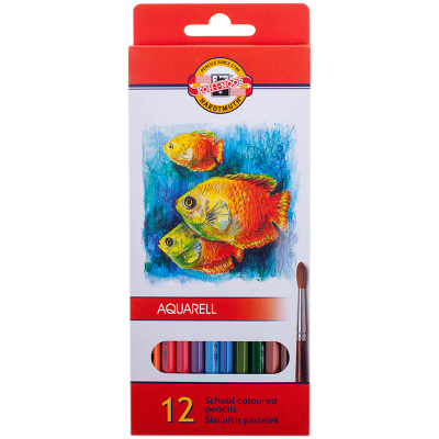 Карандаши акварельные цветные KOH-I-NOOR FISH 12цв/наб, 3716012004KSRU
