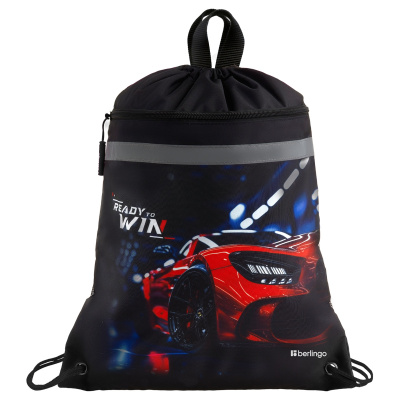 Мешок для обуви 1 отделение Berlingo "Ready to win", 360*460мм, вентиляционная сеточка, светоотражающая лента, карман на молнии