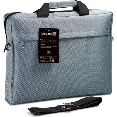 Сумка ExeGate Start S15 Grey, серая, полиэстер, для ноутбуков до 15.6 "