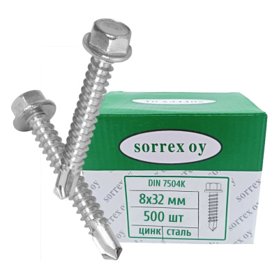 Саморез оцинкованный SORREX DIN 7504K 8x32 (500штук) 7504K-1-048-032 500
