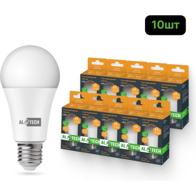 Лампочка светодиодная ALTECH LED Р60-17W-830-E27 17Вт груша теплый белый свет 10шт