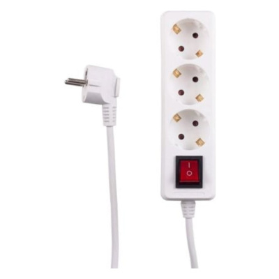 Удлинитель ЕТР 3 гнезда 2м, 10А/2,3кW с з/к и выкл., ПВС 3x0,75 "POWERMAN" ETP