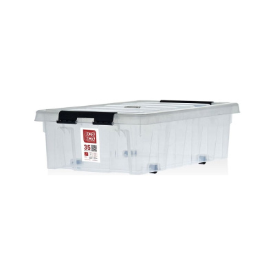 Подкроватный контейнер на роликах с крышкой Rox Box 35 л, прозрачный