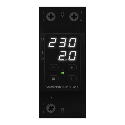 Реле напряжения c контролем тока Welrok VI-63 bk