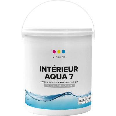 Краска VINCENT INTERIEUR AQUA I 7 для влажных помещений, шелковисто матовая, база A 2,25л