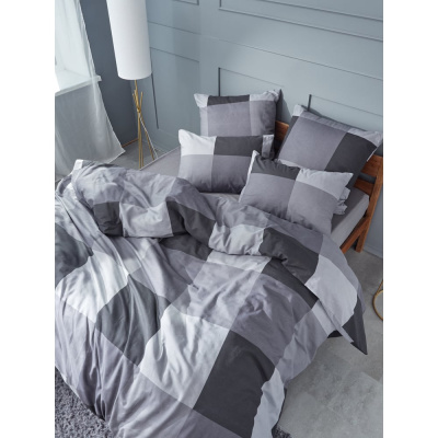 Комплект постельного белья Guten Morgen бязь, рис.1171, Gray cage 1.5 спальное, с наволочкой