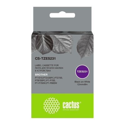 Ленточный картридж Cactus tze-s231 черный, для brother