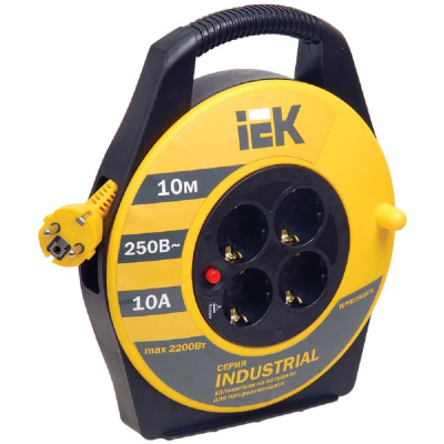 Удлинитель на катушке IEK 4х10м УК10 с термозащитой 3х1.0 Industrial