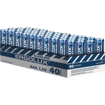 Батарейка Ergolux Alkaline BOX40 LR03 (ПРОМО, LR03 BOX40, 1.5В) 40шт/уп