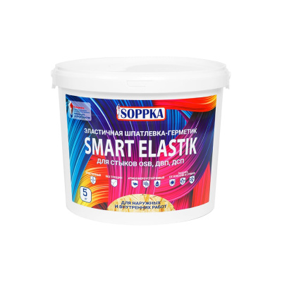 Эластичная шпатлевка-герметик для OSB SOPPKA SMART ELASTIK 5кг СОП-Шов5 для заполнения стыков и затирки швов OSB-плит