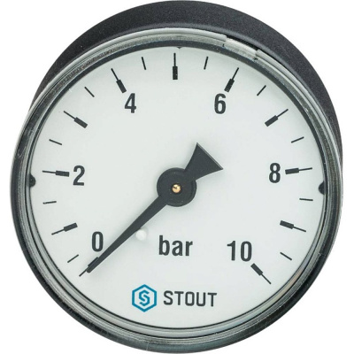 Манометр аксиальный STOUT, корпус Dn 50 мм 1/4, 0...10 бар, кл.2.5