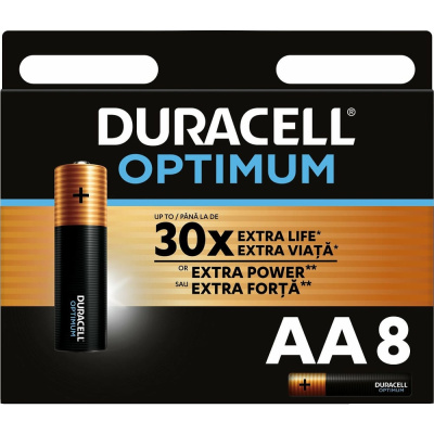 Батарейки Duracell Optimum щелочные, размера АА, 8 шт