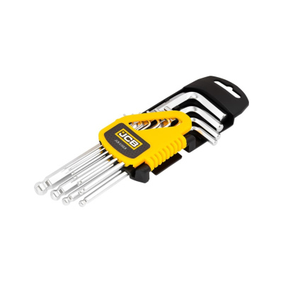 Набор Г-образных 6-гранных длинных ключей с шаром JCB 1.27, 1.5, 2, 2.5, 3-6, 8, 10 мм, 10 предметов