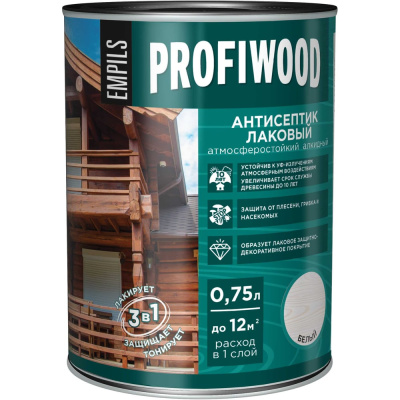 Алкидный антисептик PROFIWOOD (лаковый; тонирующий; атмосферостойкий; белый; 0.7 кг)
