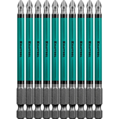 Биты KRAFTOOL Optimum Line PH2, 100 мм, E 1/4", 10 шт
