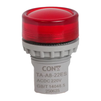 Световой индикатор CONTA TA-A8-22ES-R220-5 красный рассеиватель, 230V AC/DC,ПЛАСТИК,22ММ упаковка 5 шт. 00-00013359