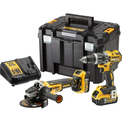 Ударная дрель-шуруповерт DCD796 + углошлифмашина DCG405 DEWALT 2 батареи DCB184 5.0Ah, зарядное устройство DCB115