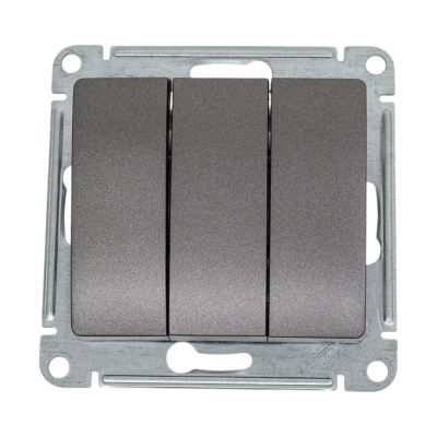 3-клавишный механизм выключателя Systeme Electric скрытой проводки Glossa 10А IP20 3 10AX графит