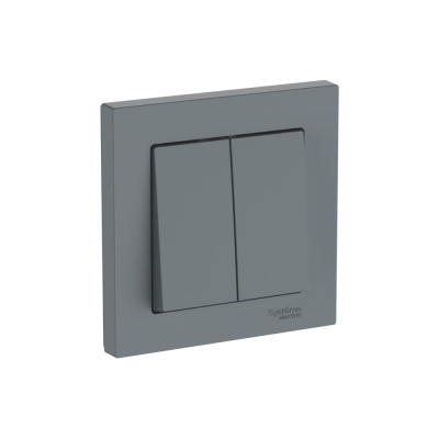 2-клавишный выключатель Systeme Electric ATLASDESIGN сх.5, 10АХ, в сборе, быстрозажим. клем., ГРИФЕЛЬ