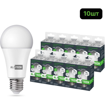 Лампочка светодиодная ALTECH LED Р60-15W-840-E27 15Вт груша нейтральный белый свет 10шт