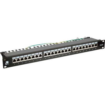 Патч-панель LANMASTER 24 порта с индикаторами, STP, категория 5E, 1U