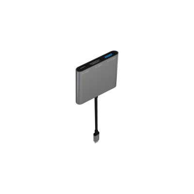 Мульти Хаб PERO MH08, USB-С TO USB-C + HDMI + USB 3.0, серый MH08GR