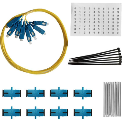 Комплект 8 портов Netlink sc/upc ( pt SC/UPC 9/125, Хомут nylon 2,5x100 мм, SC/UPC SM, 60 мм)