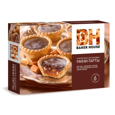 Пирожное Мини-тарты Baker House с карамельно-арахисовой начинкой, 240г