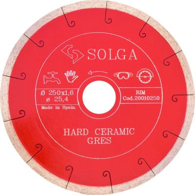 Диск алмазный сплошной (250 мм х 25,4 мм) HARD CERAMICS Solga Diamant