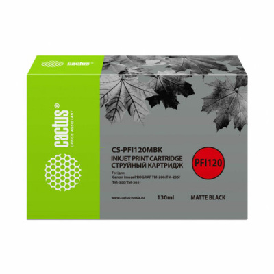 Струйный картридж для canon imageprograf tm-200/tm-205/tm Cactus черный матовый 130 мл CS-PFI120MBK
