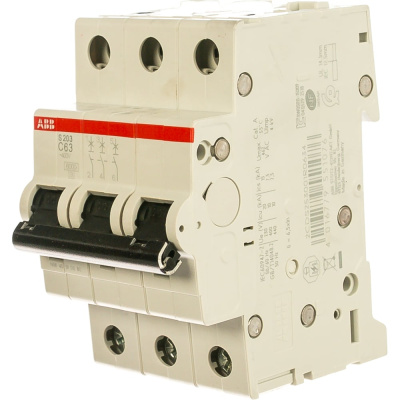 Автоматический модульный выключатель ABB 3п C S203 6кА 63А