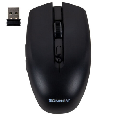 Мышь беспроводная USB, 800/1200/1600 dpi, 5 кнопок + колесо-кнопка, оптическая, SONNEN Q80, черная, 513945
